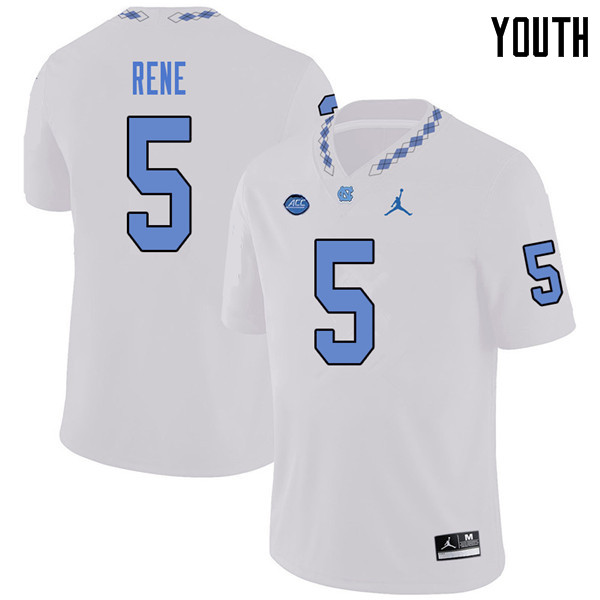 Jordan Brand Youth #5 Patrice Rene North Carolina Tar Heels College Football Jerseys Sale-White